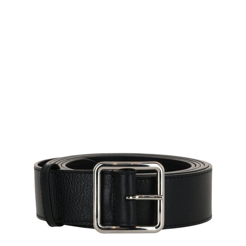 Alexander Mcqueen Long Pebbled Leather Belt Black Womens
